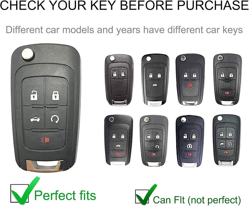 CACARLIKE for Chevy Key Fob Cover with Leather Lanyard, Car Key Fob Case Compatible with Chevrolet Equinox Camaro Cruze Malibu Sonic Smart Key Protector Holder - Image 2